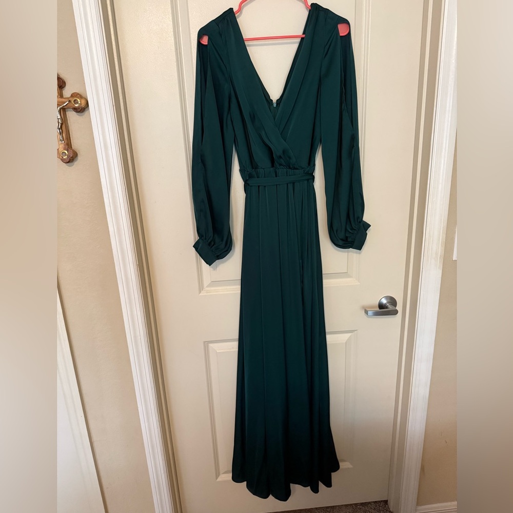 Fashion Nova Deep Green Long Sleeve Dress